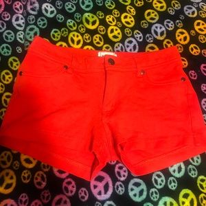 Red Denim Shorts
